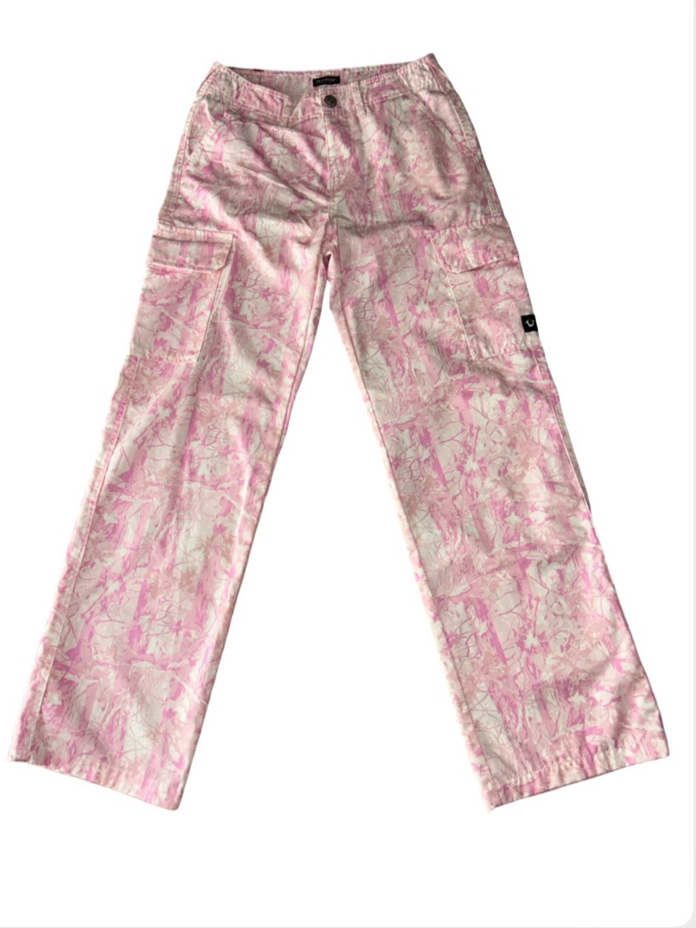 TRUE RELIGION WHITE & PINK TREE CAMP MILITARY SN CARGO PANTS NWT
